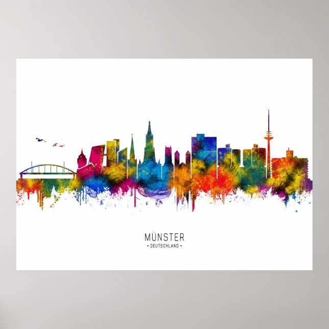 Münster Deutschland Skyline Poster (Vorne)