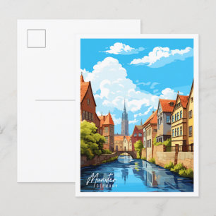 Münster Deutschland Vintage Reise Illustration Postkarte