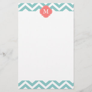 Münz- und Coral-Zigzags-Muster Briefpapier