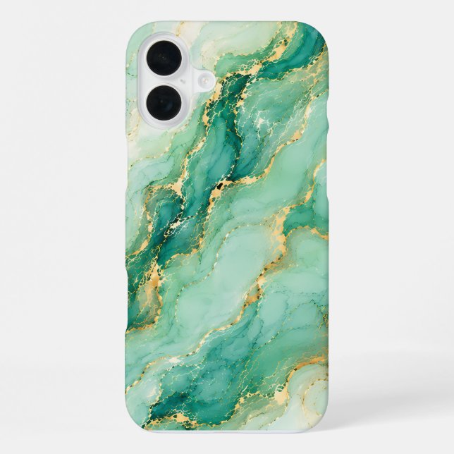 Münze & Gold-Marmor Luxus iPhone 16 Plus Hülle (Rückseite)