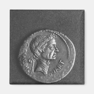 Münze mit einem Porträt von Julius Cäsar Magnet