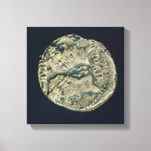 Münze mit Köpfen von Julius Cäsar und von Augustus Leinwanddruck
