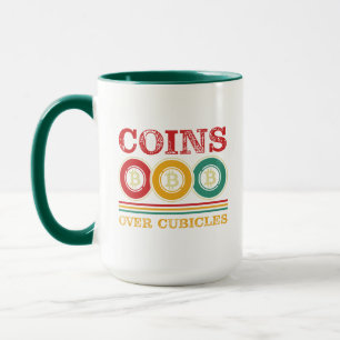 Münzen über Cubicles Crypto-Investment Lustig Tasse
