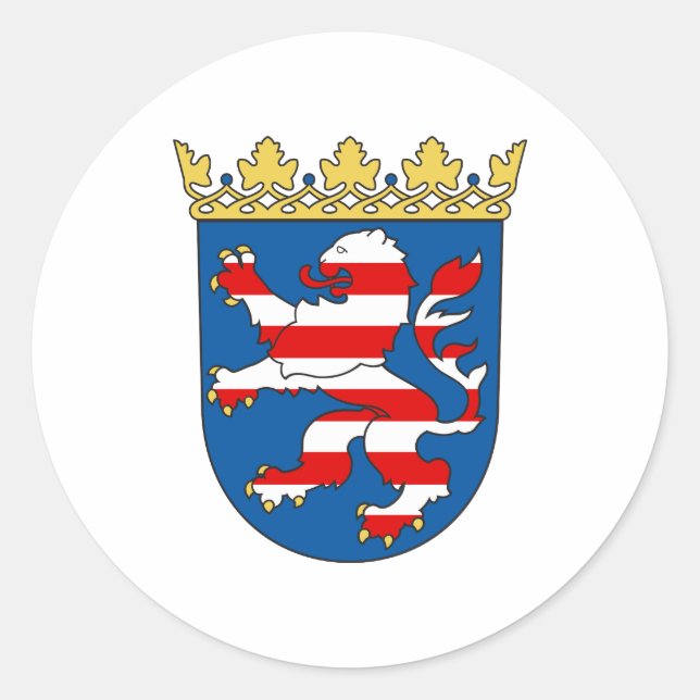 Münzwaffen Hesse Offiziell Heraldry Symbol Deutsch Runder Aufkleber (Vorderseite)