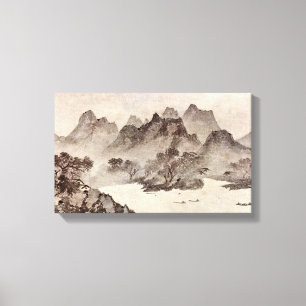 Muqi Fachang - Sonnenuntergang über einem Leinwanddruck