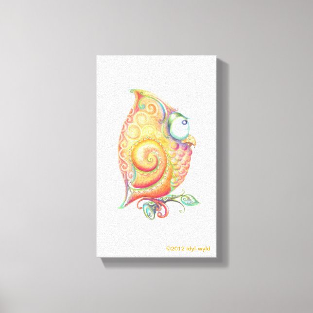 Mur en toile de Chouette Jaune suspendu (Recto)