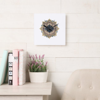 Mur Horloge motif historique turquoise