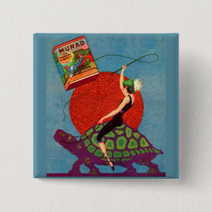 Murad zigarettes Lady reitet Riesenschildkröte Button