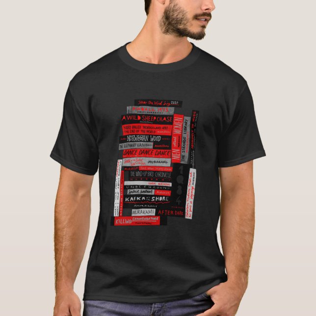 Murakami Book Stack Fanatic (Farbe) T-Shirt (Vorderseite)