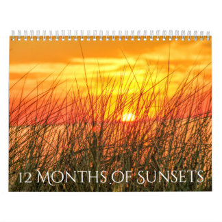 Mural 12 mois de calendrier de couchers du soleil