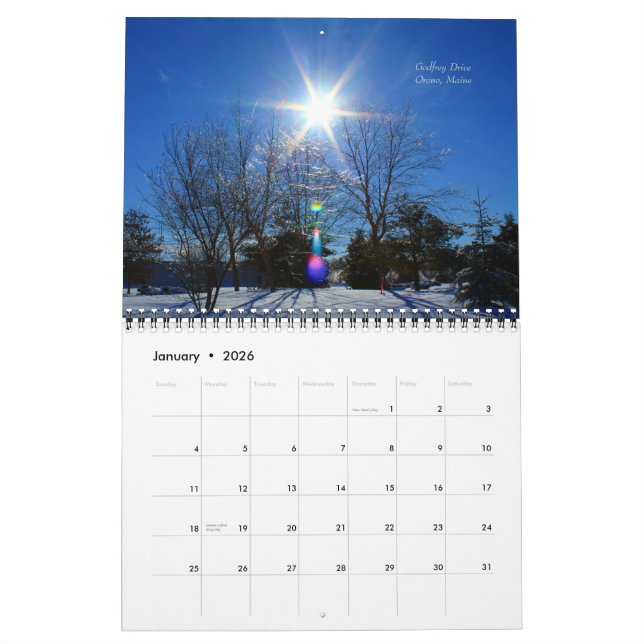 Mural 2015 calendrier - scènes de nature du Maine (Jan 2026)