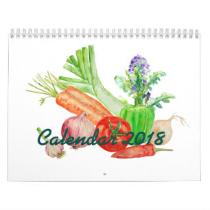 Mural 2018 deux légumes d'aquarelle de calendrier de