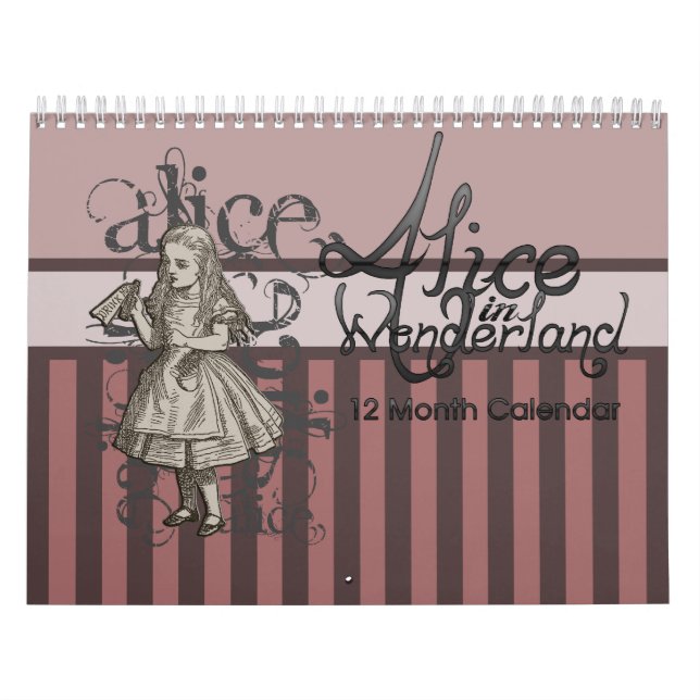 Mural Alice au pays des merveilles calendrier de 12 mois (Protection)