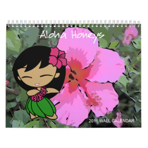 Mural Aloha Honeys Hula Girl Floral 2011 Calendrier