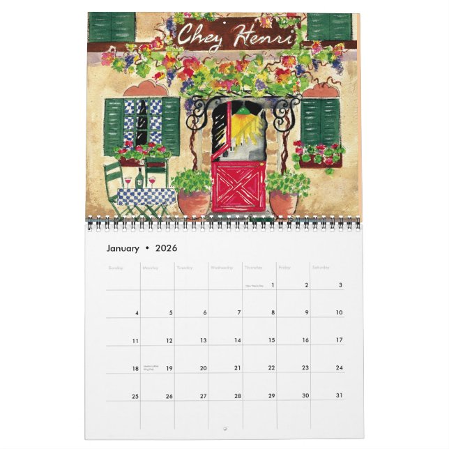 Mural Cafés français, calendrier 2013 (Jan 2026)