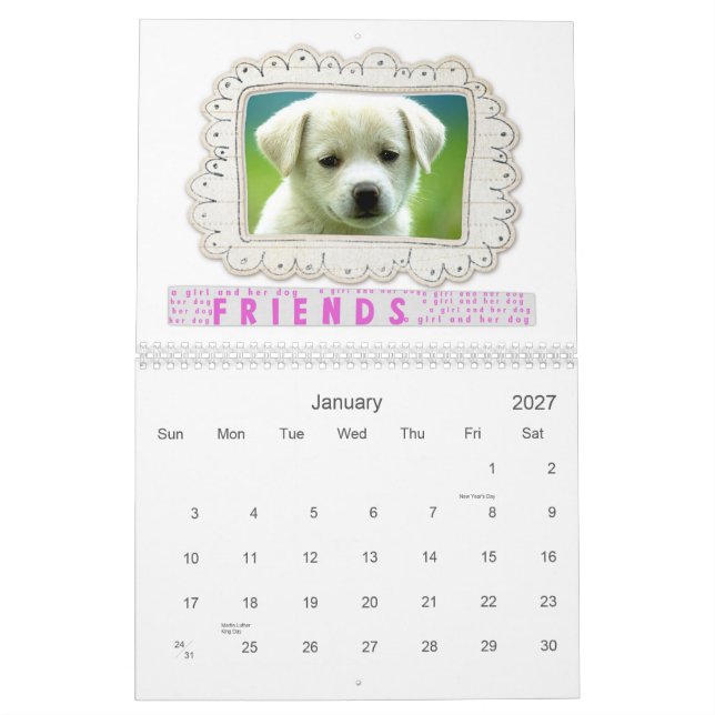 Mural calendrier 2013 de chien de photo (Jan 2027)