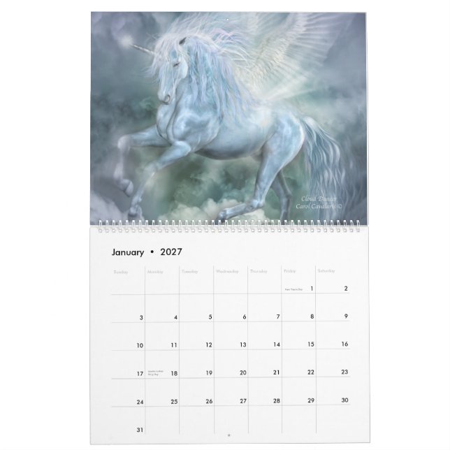 Mural Calendrier 2015 d'art de licornes (Jan 2027)