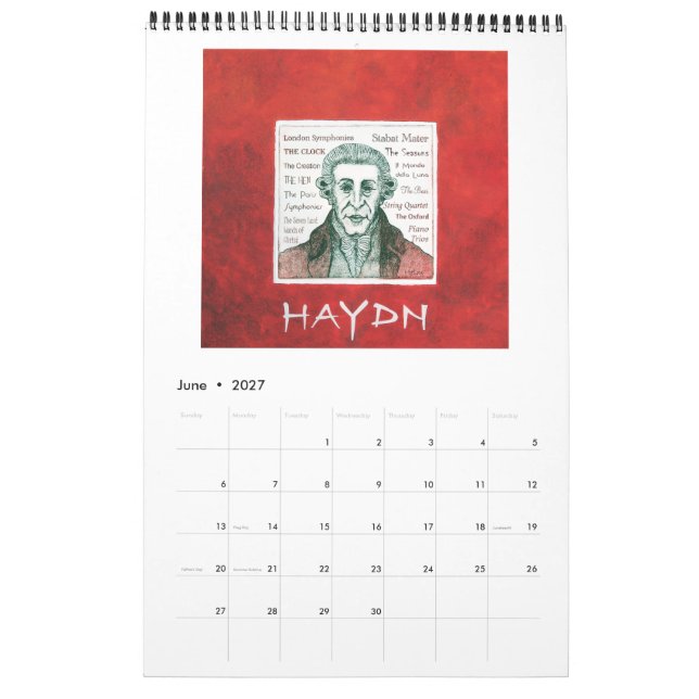 Mural Calendrier 2016 - Compositeurs de piano classiques (Jun 2027)