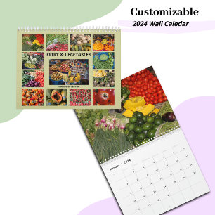 Mural Calendrier 2024 des murailles des fruits végétaux