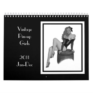Mural Calendrier 2 Filles Vintage Pin-up 2011 Jan-Déc