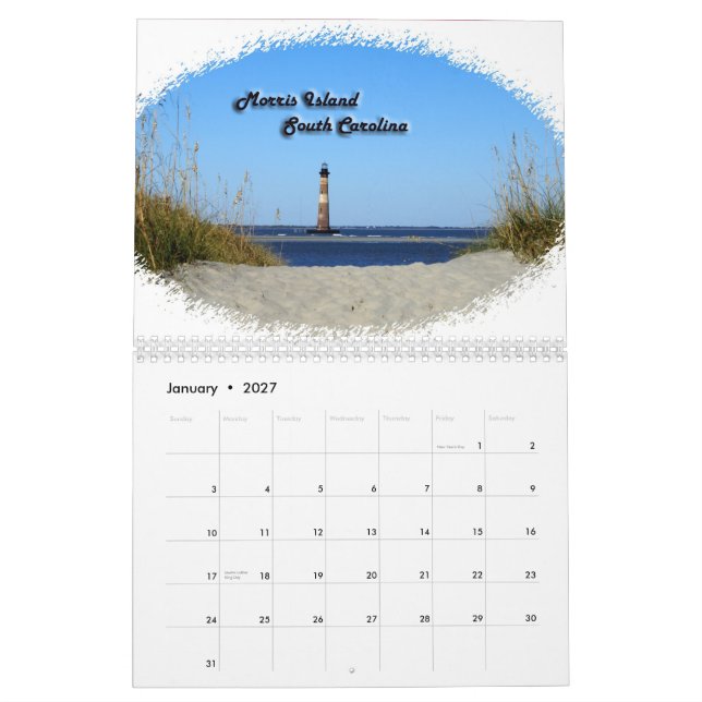 Mural Calendrier américain 2012 de phare (Jan 2027)