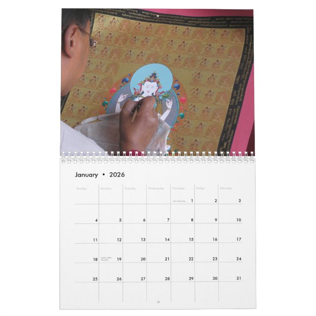 Mural Calendrier artistique tibétain 2014 (Jan 2026)