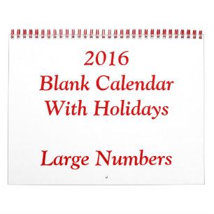 Mural Calendrier Blanc Rouge 2016 Avec Un Grand Nombre