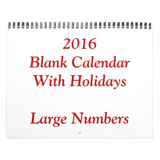 Mural Calendrier Blanc Rouge 2016 Avec Un Grand Nombre (Protection)