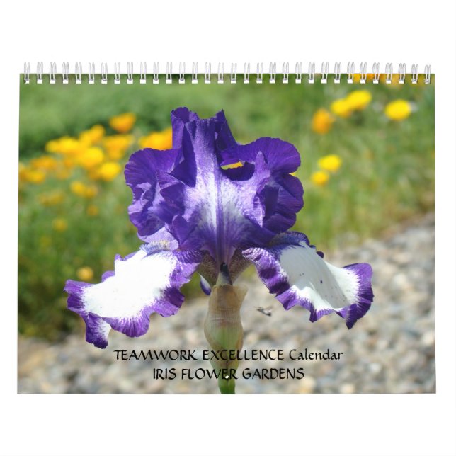 Mural CALENDRIER CADEAU OFFICE Fleurs Iris Travail d'équ (Protection)