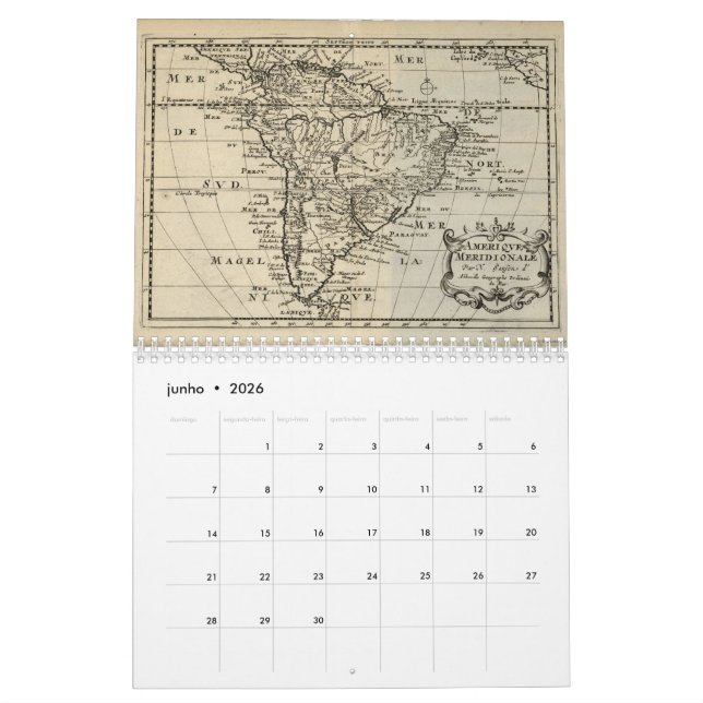 Mural Calendrier : Cartes du Brésil (Jun 2026)