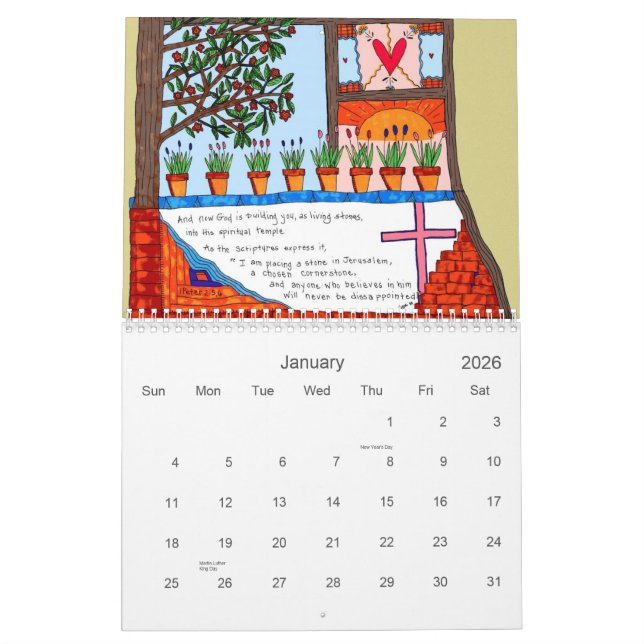 Mural Calendrier chrétien d'art (Jan 2026)