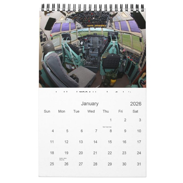 Mural Calendrier classique de 2016 habitacles d'avions (Jan 2026)
