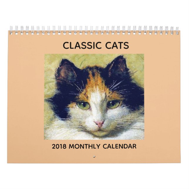 Mural Calendrier classique du chat 2018 (Protection)