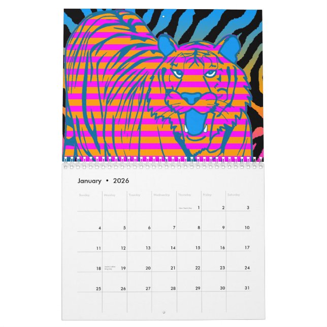 Mural Calendrier Corey Tiger 80s Retro Style 2011 (Jan 2026)