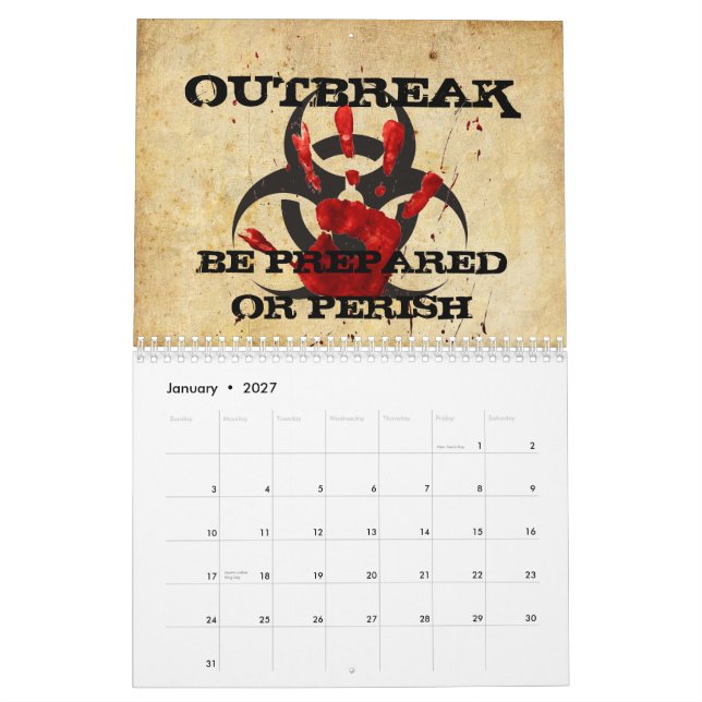 Mural Calendrier d'apocalypse de zombi (Jan 2027)