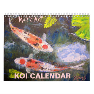 Mural Calendrier d'art de poissons de Koi