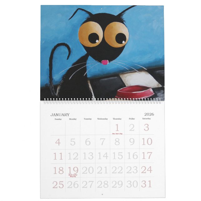 Mural Calendrier de chat de Stressie (Jan 2026)