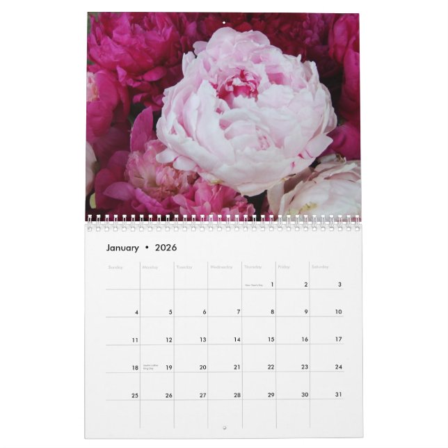 Mural Calendrier de fleur des pivoines 2013 (Jan 2026)