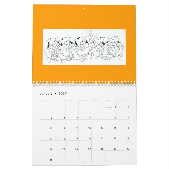 Mural Calendrier de Ganesha (Jan 2027)