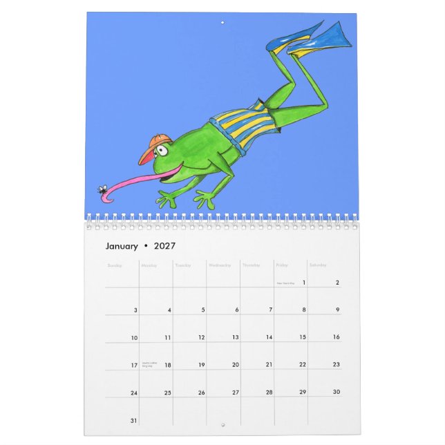 Mural Calendrier de grenouille (Jan 2027)