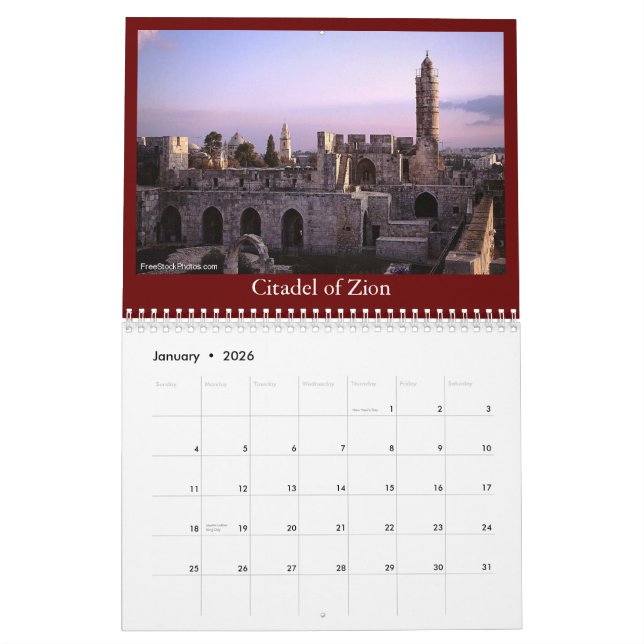 Mural Calendrier de l'Israël (Jan 2026)