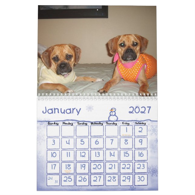 Mural Calendrier de Puggle (Jan 2027)