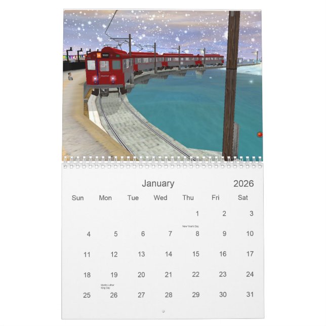 Mural Calendrier de rails du transit 2015 de métropole (Jan 2026)