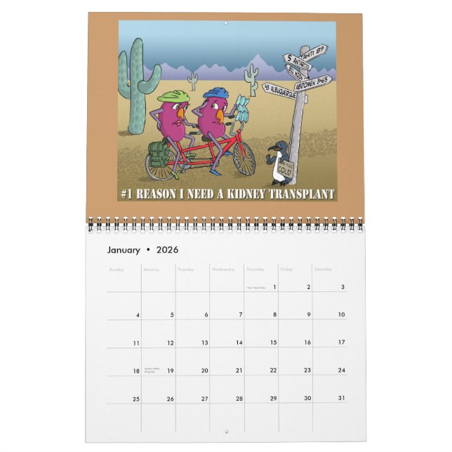 Mural Calendrier de soin de rein (Jan 2026)