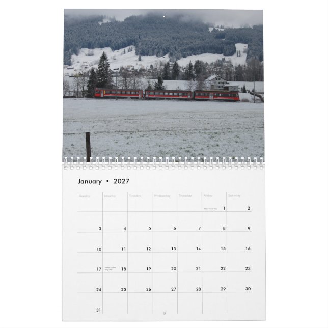 Mural Calendrier de train de 2014 Suisses (Jan 2027)