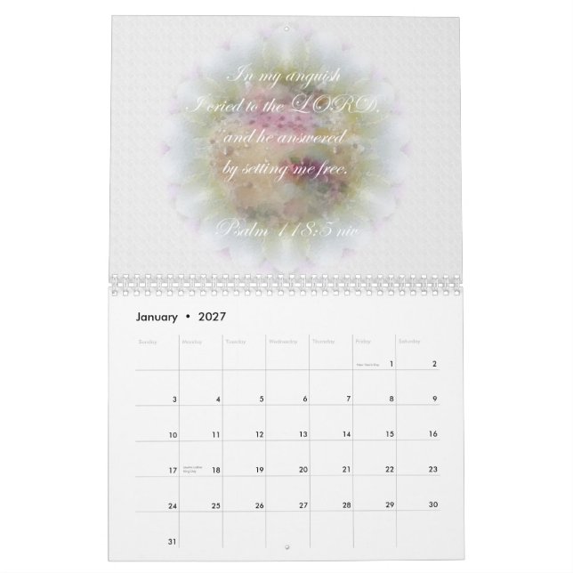 Mural Calendrier d'écritures saintes de ~ du psaume 118 (Jan 2027)