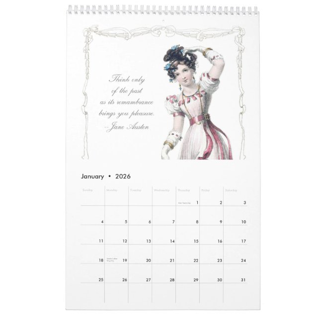 Mural Calendrier des citations 2013 de Jane Austen (Jan 2026)