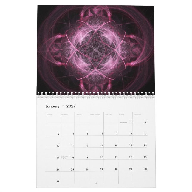 Mural Calendrier des fractales 2012 d'Apophysis (Jan 2027)
