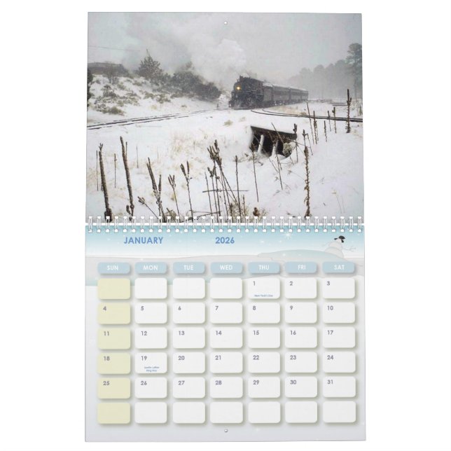 Mural Calendrier des passionnés de train (Jan 2026)