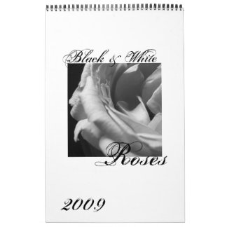 Mural Calendrier des roses noirs et blancs 2009